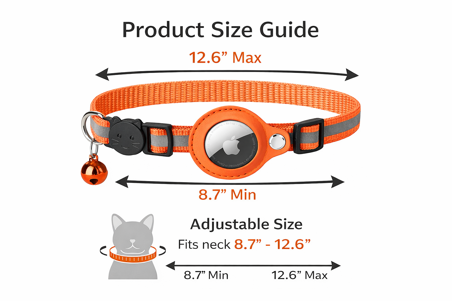 Reflective Waterproof Air Tag Holder Collar for Dogs & Cats