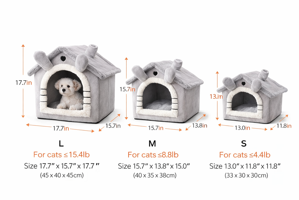 Washable Dog House Bed – Removable Cover, Warm Indoor Pet Bed for Small Dogs & Cats