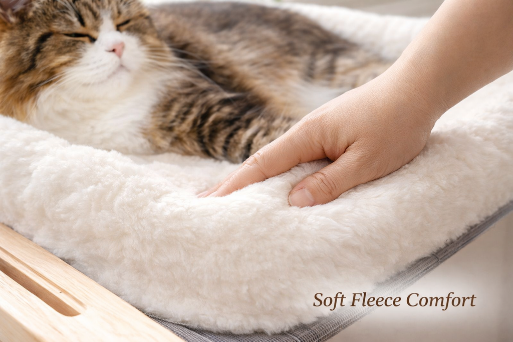 Adjustable Cat Window Perch – Soft Fleece Hammock for Indoor Cats