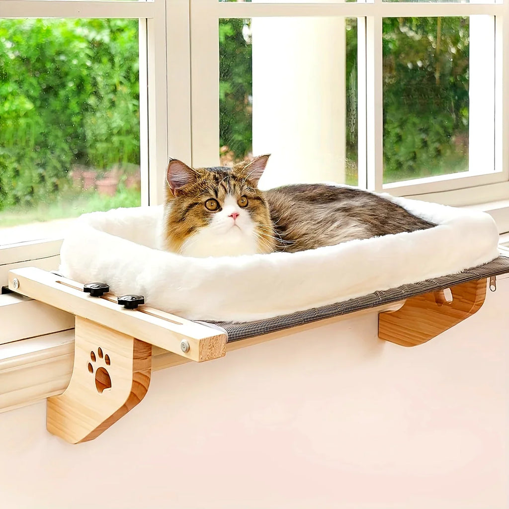Adjustable Cat Window Perch – Soft Fleece Hammock for Indoor Cats